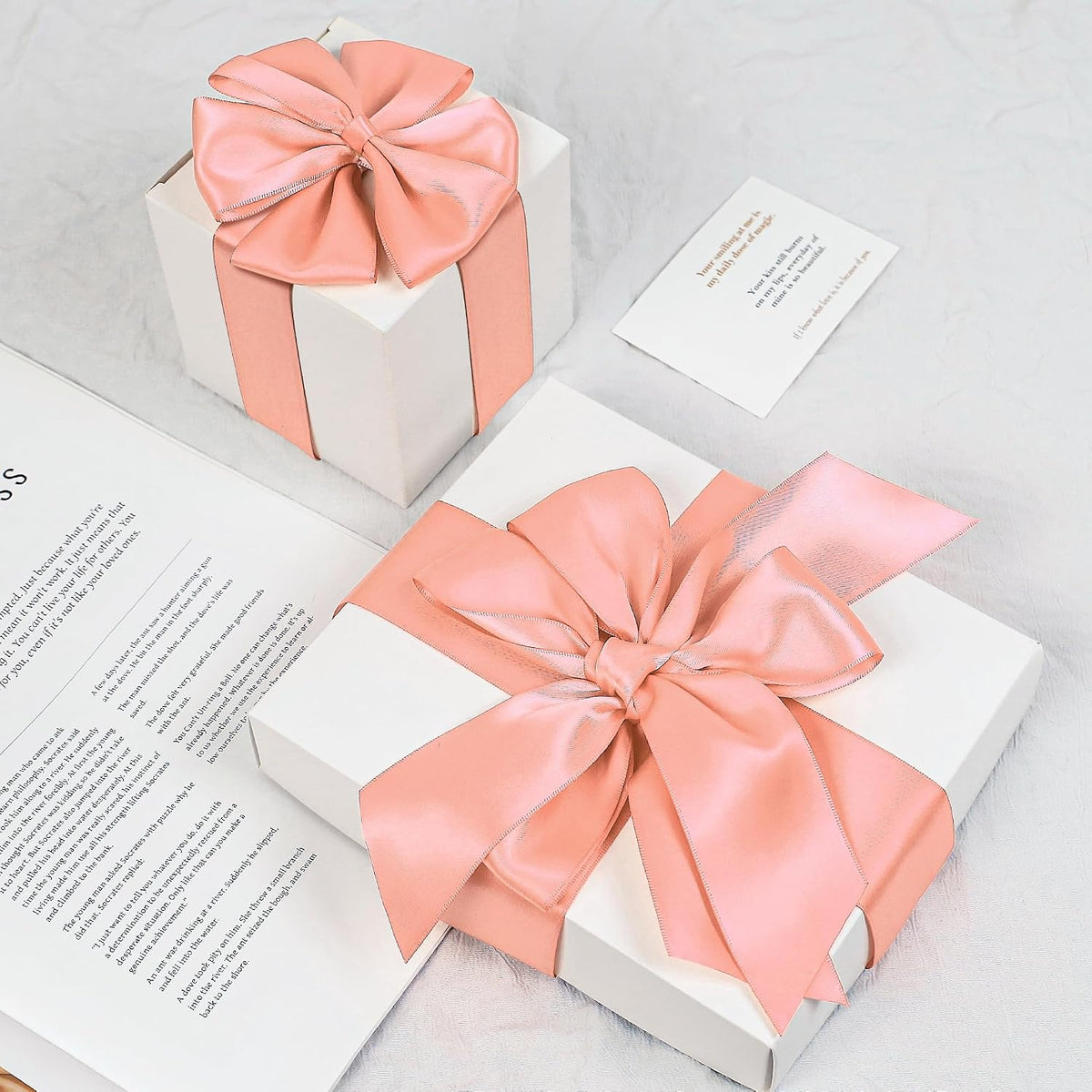 Peach Satin Ribbon, Double Faced 2 Inch X 50 Yards Peach Ribbon, Premium Satin Ribbons for Gift Wrapping, Crafts, Hair Bow Making, Sewing, Flower Bouquet, Wedding Party Decor