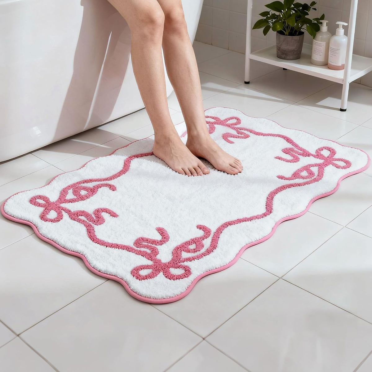 Pink Small Bow Bathroom Rug 17x24