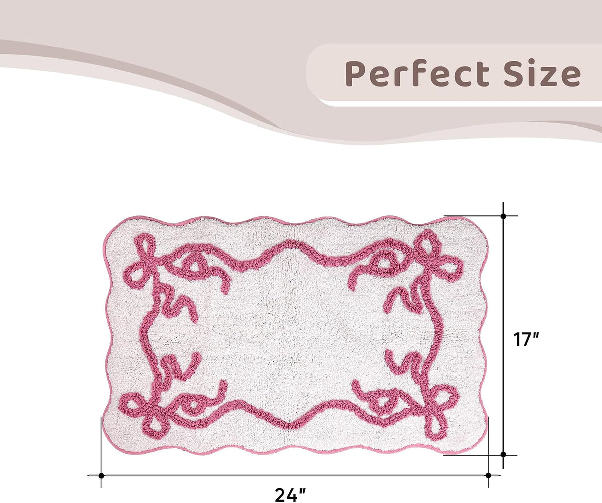 Pink Small Bow Bathroom Rug 17x24