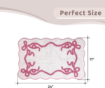 Pink Small Bow Bathroom Rug 17x24