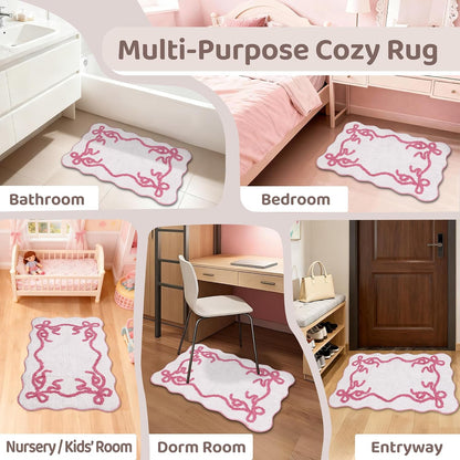 Pink Small Bow Bathroom Rug 17x24