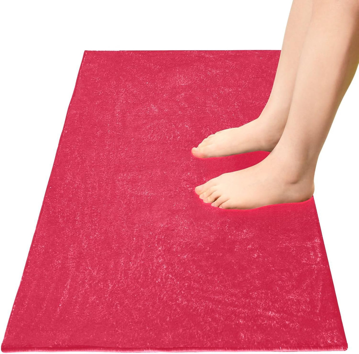 Pink Solid Color Bath Mat 39x20 Inch, Soft Absorbent Plush Rug, Non-Slip Washable Floor Mat for Bathroom Bedroom Kitchen Entryway Carpet