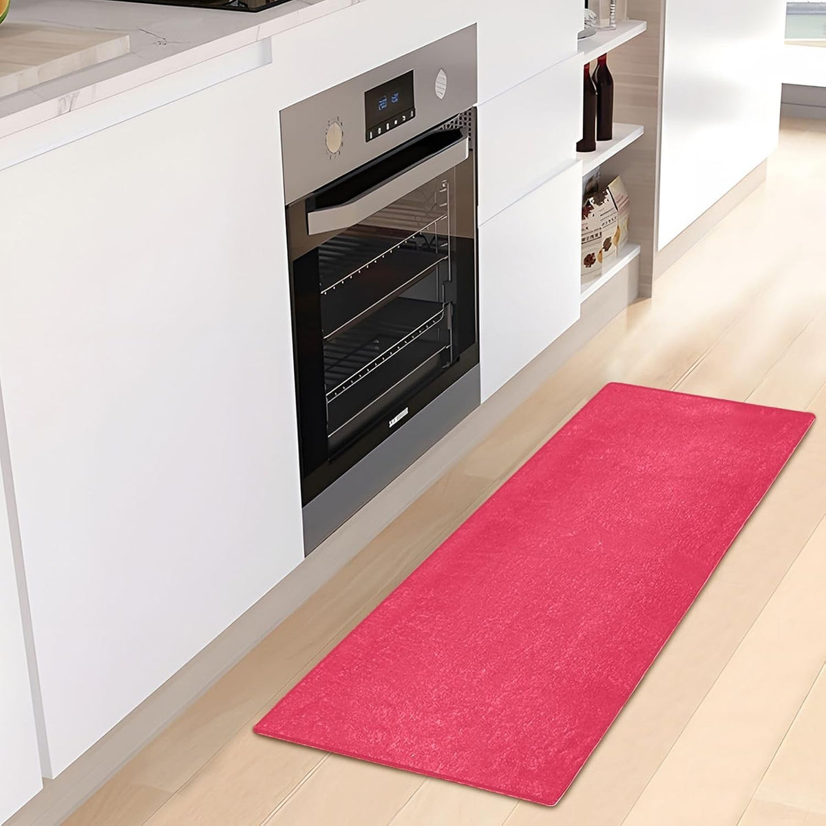 Pink Solid Color Bath Mat 39x20 Inch, Soft Absorbent Plush Rug, Non-Slip Washable Floor Mat for Bathroom Bedroom Kitchen Entryway Carpet