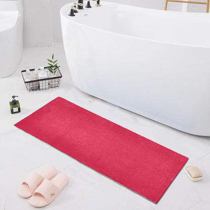 Pink Solid Color Bath Mat 39x20 Inch, Soft Absorbent Plush Rug, Non-Slip Washable Floor Mat for Bathroom Bedroom Kitchen Entryway Carpet