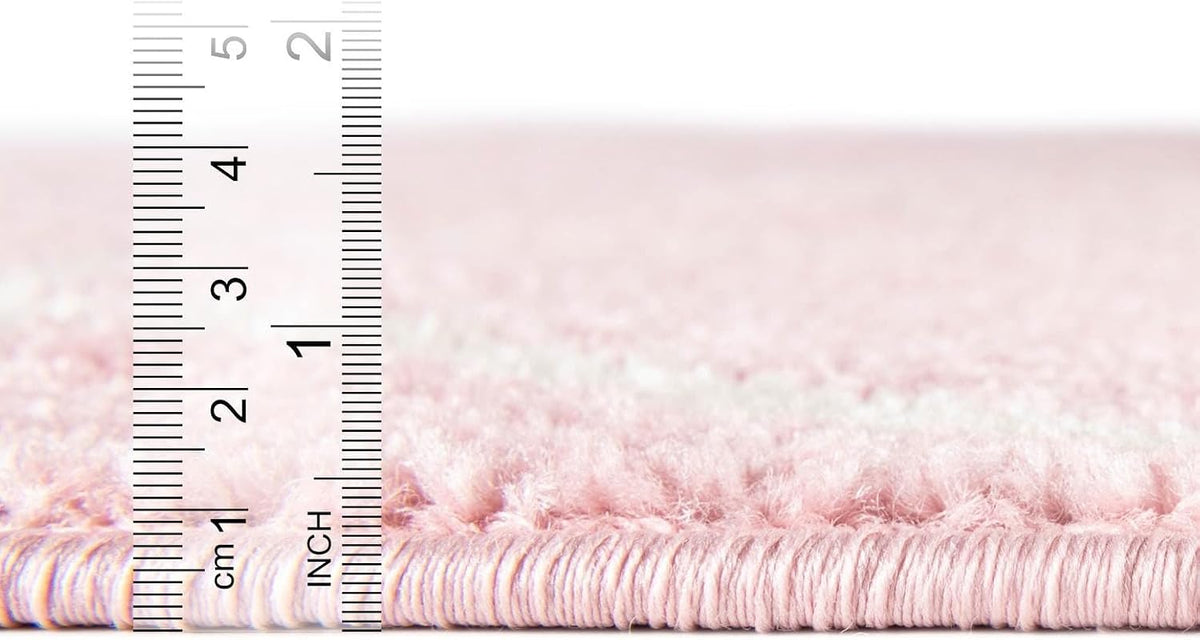 Lattice Frieze Rug – 4' 1 x 6' 1 Oval Light Pink Easy-Clean Area Rug – Modern Trellis Pattern, Soft for Bedrooms and Nurseries