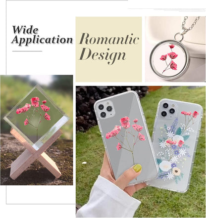 42PCS Pink Dried Pressed Flowers Babysbreath, Real Natural Dried Pressed Gypsophila Flowers with Stem, Dry Flowers for Resin DIY Phone Case Ornament Crafts Candle Making