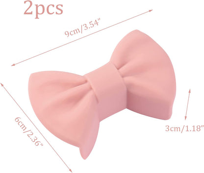 Silicone Oven Gloves Cooking Pinch Grips Oven Mitts Bow Tie Heat Resistant Kitchen Pot Holder for Baking 1Pair Pink, Silicone Pot Holder, Standard