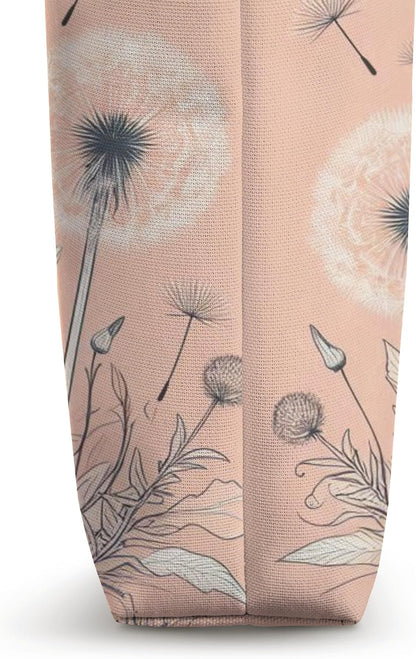 Maine Coon Cat Dandelion Spread Floral Sketch - Peach Pink Tote Bag
