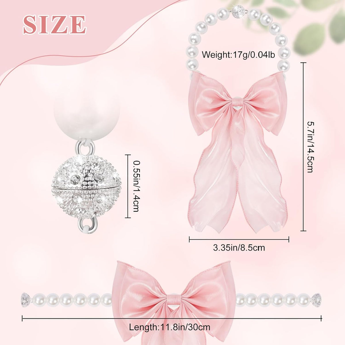 Magnetic Bow Curtain Tiebacks, Pearl Curtain Ties Holdbacks, 2 Pack
