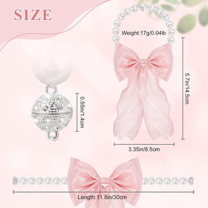 Magnetic Bow Curtain Tiebacks, Pearl Curtain Ties Holdbacks, 2 Pack