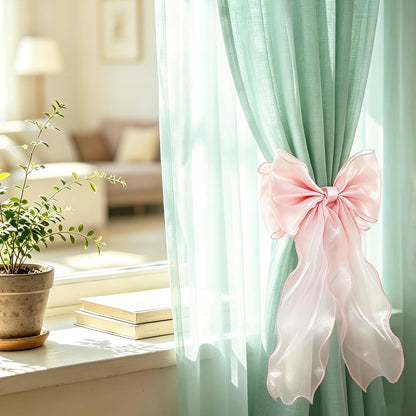 Magnetic Bow Curtain Tiebacks, Pearl Curtain Ties Holdbacks, 2 Pack