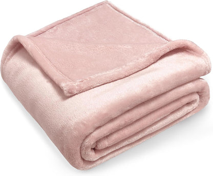 Fleece Throw Blanket, Luxury Cozy Fuzzy Lightweight Soft Blankets for Sofa Couch Bed Car Travel and Camping (Pink, 50x60 Inches)