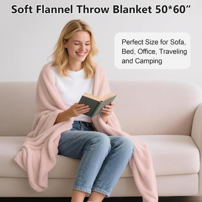 Fleece Throw Blanket, Luxury Cozy Fuzzy Lightweight Soft Blankets for Sofa Couch Bed Car Travel and Camping (Pink, 50x60 Inches)