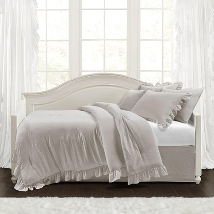 Reyna Ruffle Daybed 6 Piece Set 68" W x 92" L, Blush - Pink Bedding Set - Daybed Comforter Set - Ruffled Bedding - Coquette Decor