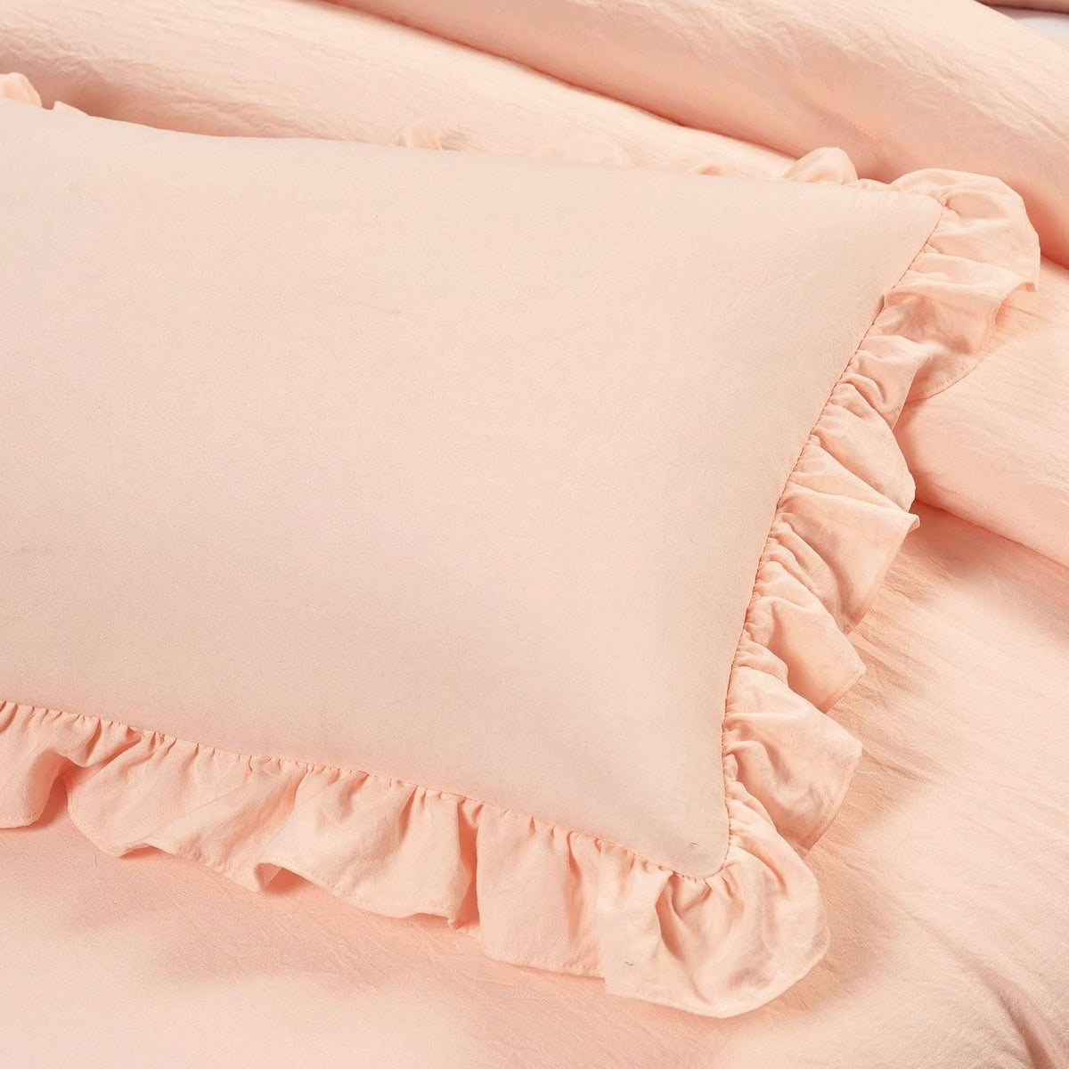 Reyna Ruffle Daybed 6 Piece Set 68" W x 92" L, Blush - Pink Bedding Set - Daybed Comforter Set - Ruffled Bedding - Coquette Decor