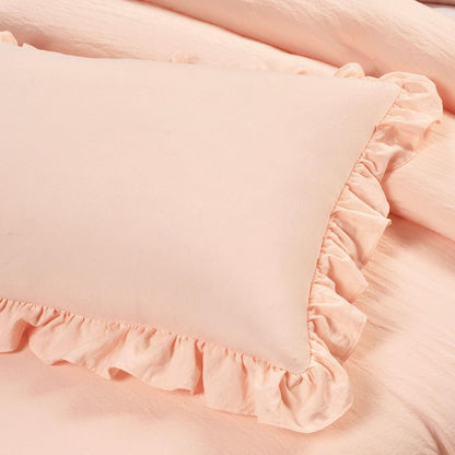 Reyna Ruffle Daybed 6 Piece Set 68" W x 92" L, Blush - Pink Bedding Set - Daybed Comforter Set - Ruffled Bedding - Coquette Decor