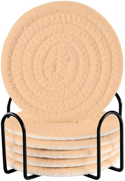 Peach Puff 6 Pcs Coasters Set Absorbent Drink Coasters Bar Mugs Coasters for Wooden Table, 3.94 Inches