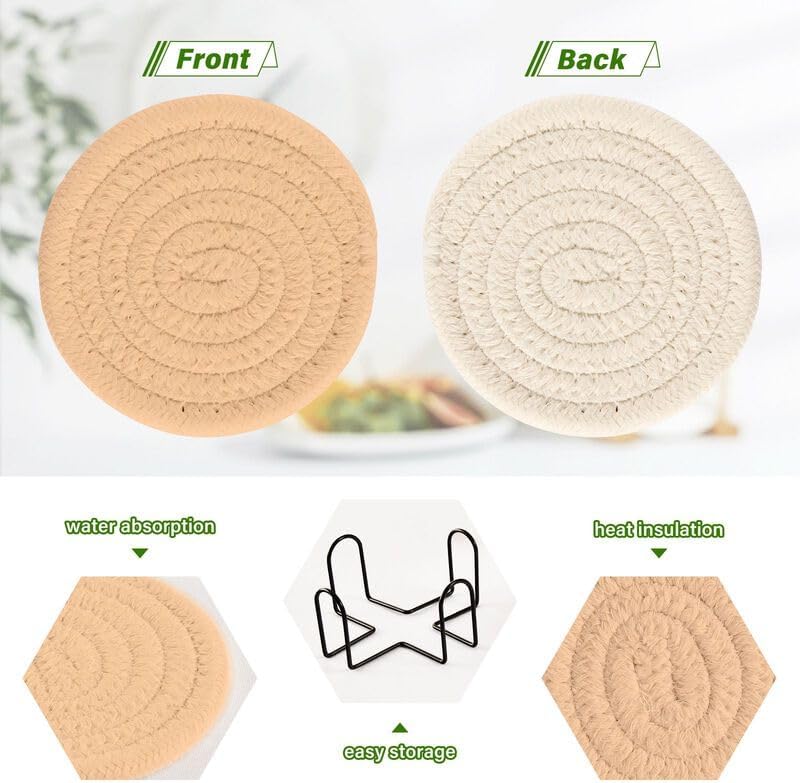 Peach Puff 6 Pcs Coasters Set Absorbent Drink Coasters Bar Mugs Coasters for Wooden Table, 3.94 Inches