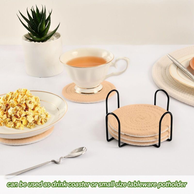 Peach Puff 6 Pcs Coasters Set Absorbent Drink Coasters Bar Mugs Coasters for Wooden Table, 3.94 Inches