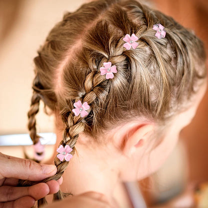 20Pcs Mini Light Pink Flower Hair Clips, Rhinestone Decorative Hair Pins for Women and Girls Wedding Bridal Prom Daily Hairstyle Accessories