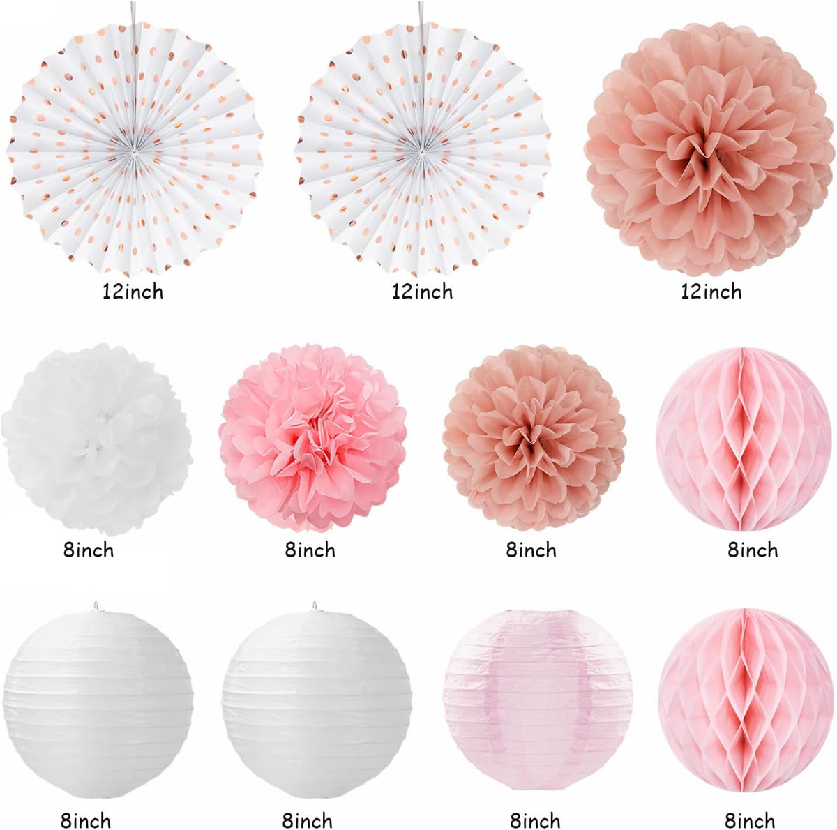 Light-Pink Rose-Gold Bachelorette Party-Decorations - 21pcs Baby Bridal Shower Banner Garland, Bride To Be Paper Streamers Lanterns,flower Tissue Pom Poms Fan Supplies,Wedding Backdrop Decor