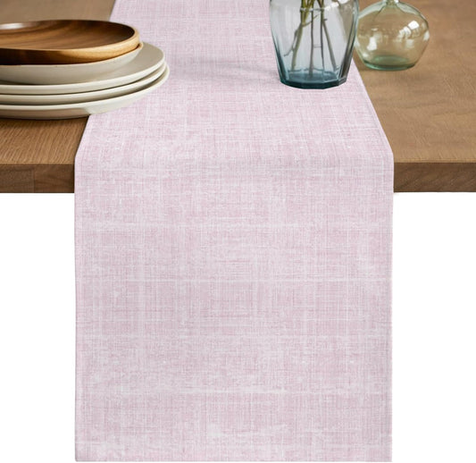 Light Pink Table Runner, Farmhouse Vintage Pink Solid Color Modern Washable Kitchen Dining Table Decoration for Party, Dresser Scarf Home Decor 13x72 Inch