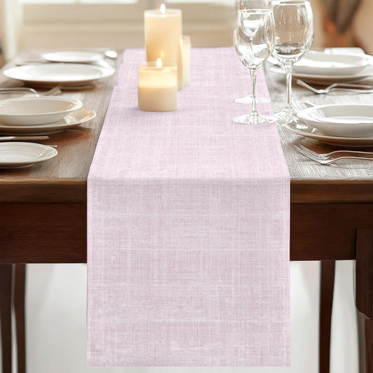 Light Pink Table Runner, Farmhouse Vintage Pink Solid Color Modern Washable Kitchen Dining Table Decoration for Party, Dresser Scarf Home Decor 13x72 Inch
