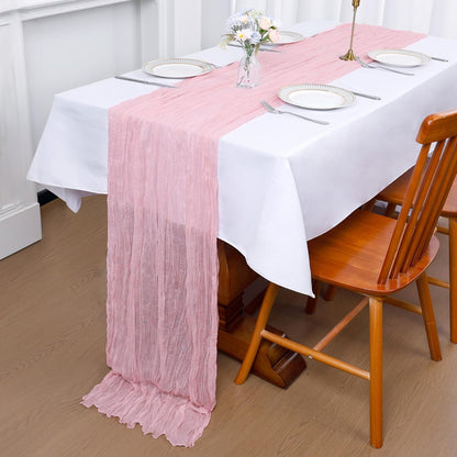 6 Pack Pink Cheesecloth Table Runner 35x120 Inch Gauze Rustic Boho Table Runner 10FT Cheese Cloth for Summer Wedding Decor Birthday Party Bridal Baby Shower Table Decoration