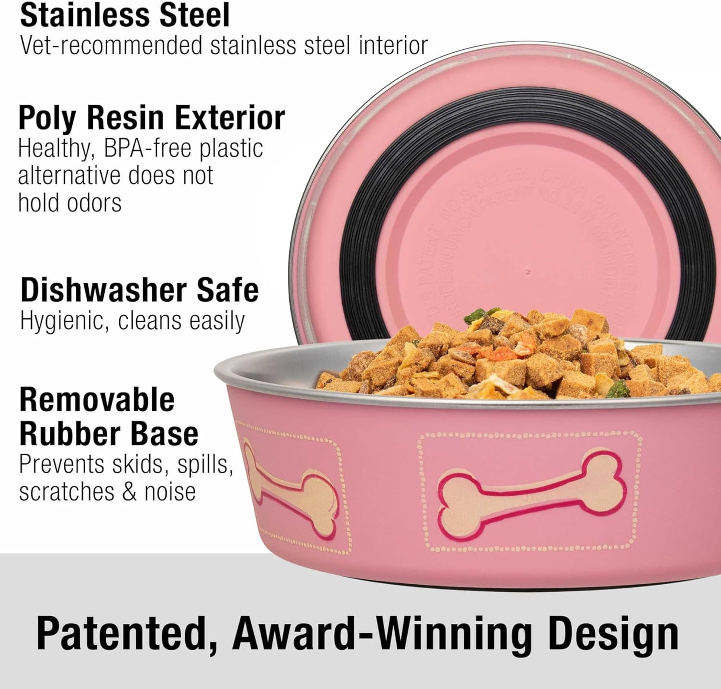 Loving Pets Coastal Bella Bowl for Dogs, Medium, Pink