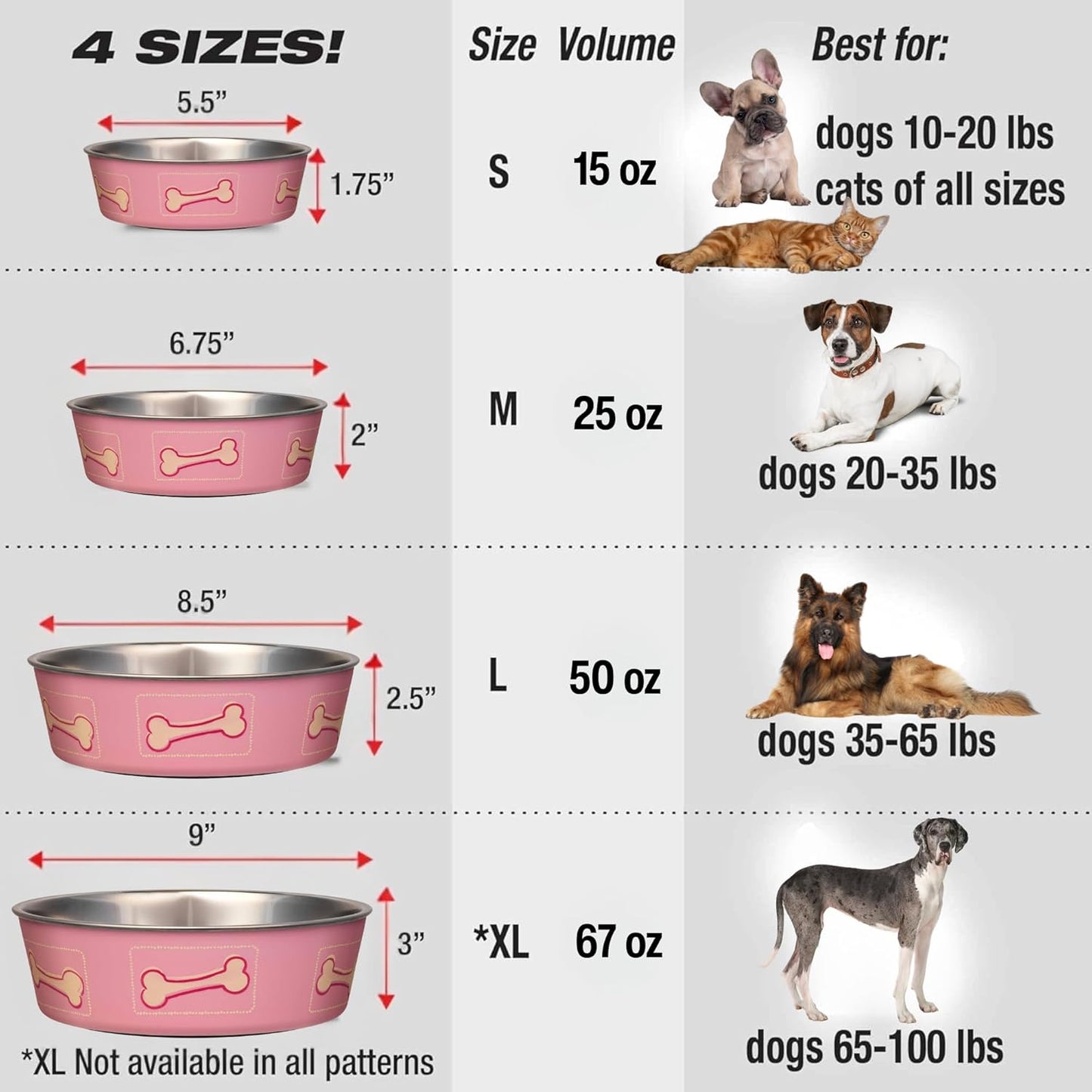 Loving Pets Coastal Bella Bowl for Dogs, Medium, Pink