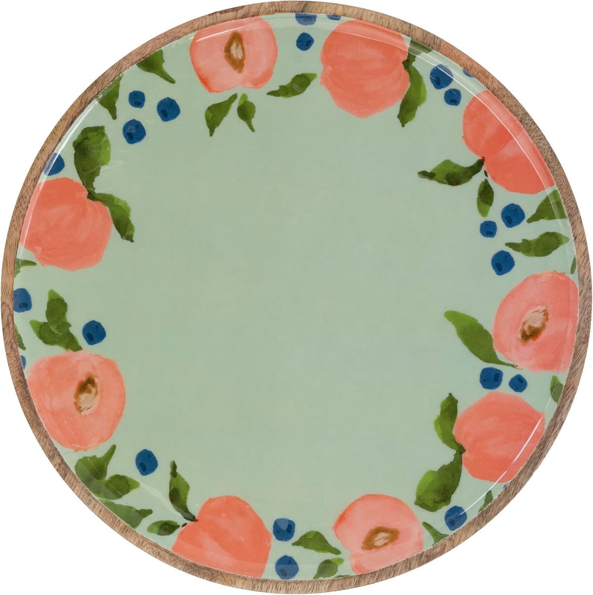 Round Platter Mango Wood Serving Dish, 11.75" x 0.5", Peaches