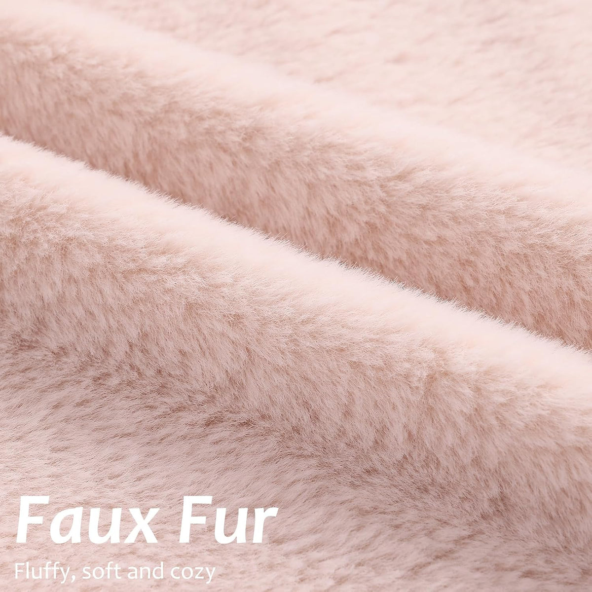 Faux Fur Decorative Throw Pillow Covers 18x18 Set of 2, Blush Pink