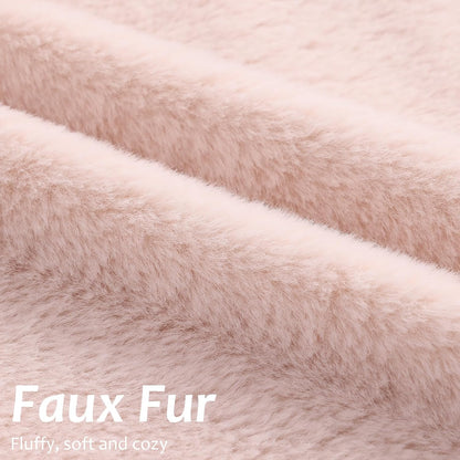 Faux Fur Decorative Throw Pillow Covers 18x18 Set of 2, Blush Pink