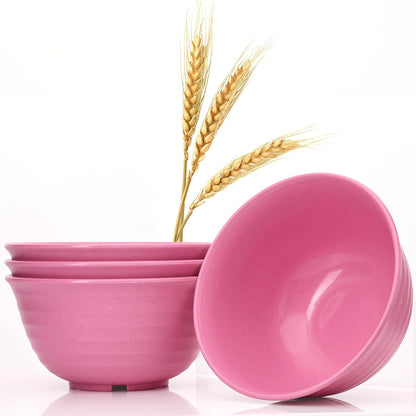 Wheat Straw Bowls Large, Wheat Fiber Set of 4 Lightweight Unbreakable Plates, Reusable, Microwave & Dishwasher Safe - Wheat Straw Dinnerware, Large Wheat Cereal Bowl, Camping Bowls
