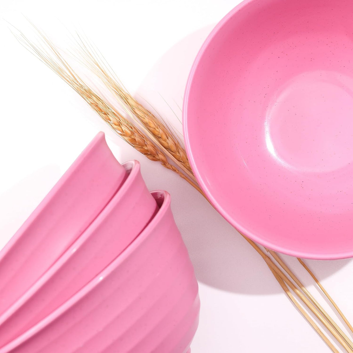 Wheat Straw Bowls Large, Wheat Fiber Set of 4 Lightweight Unbreakable Plates, Reusable, Microwave & Dishwasher Safe - Wheat Straw Dinnerware, Large Wheat Cereal Bowl, Camping Bowls