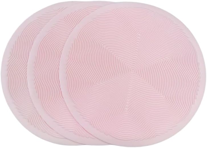 Silicone Hot Pot Holder Mats 10in (3-PCS) - Heat Resistant Countertop Protector with Non-Slip Geometric Pattern, Easy Clean Kitchen Trivet for Dining Table, Stove Top, Counter Safe Medium Pink
