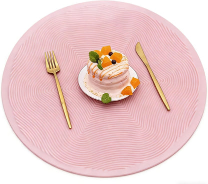Silicone Hot Pot Holder Mats 10in (3-PCS) - Heat Resistant Countertop Protector with Non-Slip Geometric Pattern, Easy Clean Kitchen Trivet for Dining Table, Stove Top, Counter Safe Medium Pink