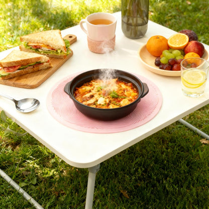 Silicone Hot Pot Holder Mats 10in (3-PCS) - Heat Resistant Countertop Protector with Non-Slip Geometric Pattern, Easy Clean Kitchen Trivet for Dining Table, Stove Top, Counter Safe Medium Pink