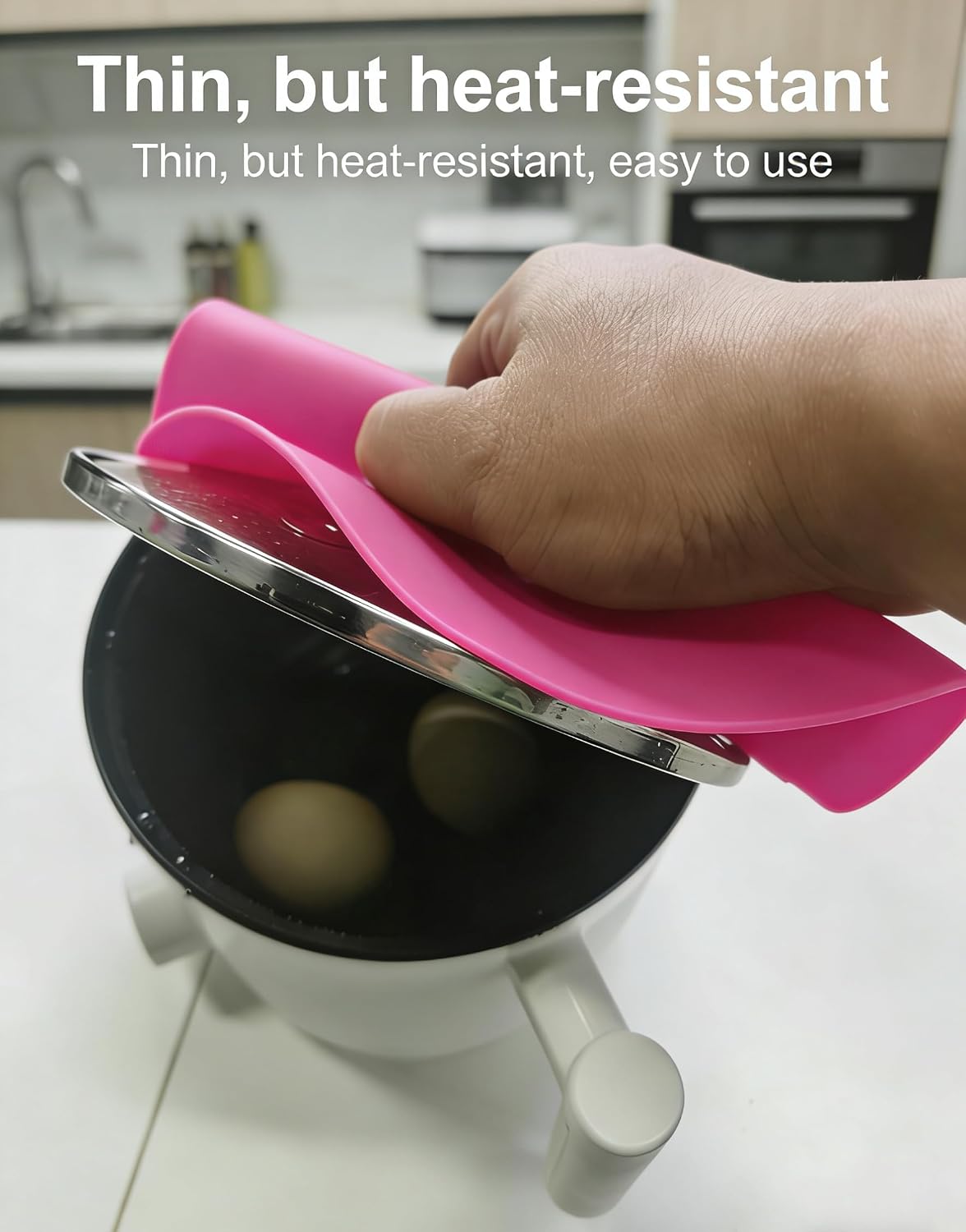 Silicone Hot Pot Holder Mats 10in (3-PCS) - Heat Resistant Countertop Protector with Non-Slip Geometric Pattern, Easy Clean Kitchen Trivet for Dining Table, Stove Top, Counter Safe Medium Pink