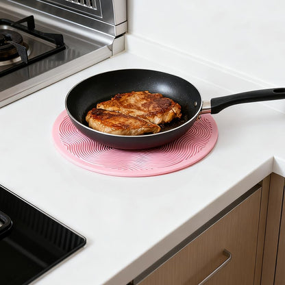 Silicone Hot Pot Holder Mats 10in (3-PCS) - Heat Resistant Countertop Protector with Non-Slip Geometric Pattern, Easy Clean Kitchen Trivet for Dining Table, Stove Top, Counter Safe Medium Pink