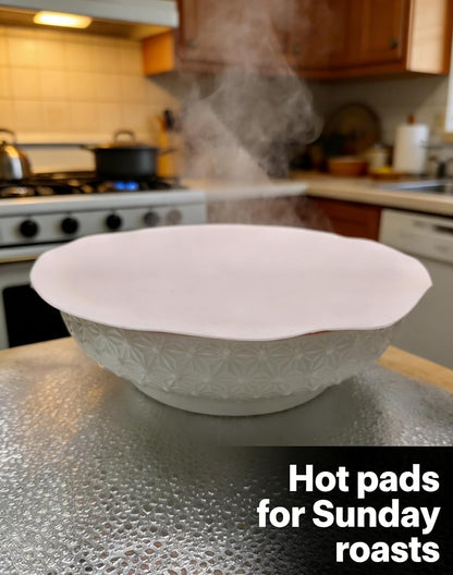 Silicone Hot Pot Holder Mats 10in (3-PCS) - Heat Resistant Countertop Protector with Non-Slip Geometric Pattern, Easy Clean Kitchen Trivet for Dining Table, Stove Top, Counter Safe Medium Pink
