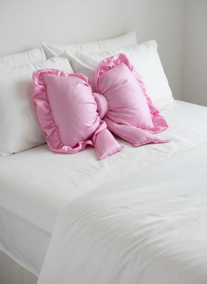 Pink Bow Pillow, Bow Shaped Decorative Throw Pillow for Sofa Couch Bed, Cute Coquettish Bowknot Lumbar Support Cushion for Office Chair Car Seat Home Room Decorations (Pink)
