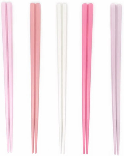 5 Pairs Pink Reusable Fiberglass Chopsticks Set, Non-Slip,Cute Colorful