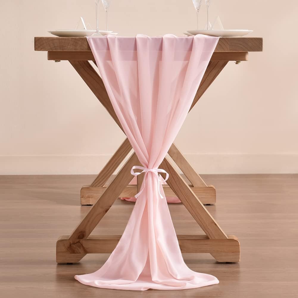 Pink Chiffon Table Runner Fall Boho Wedding Birthday Party Decor