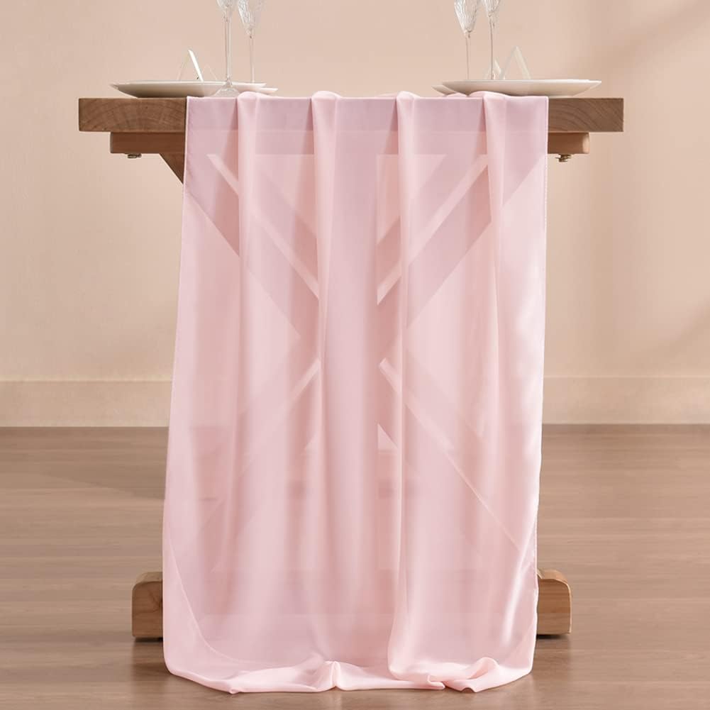 Pink Chiffon Table Runner Fall Boho Wedding Birthday Party Decor