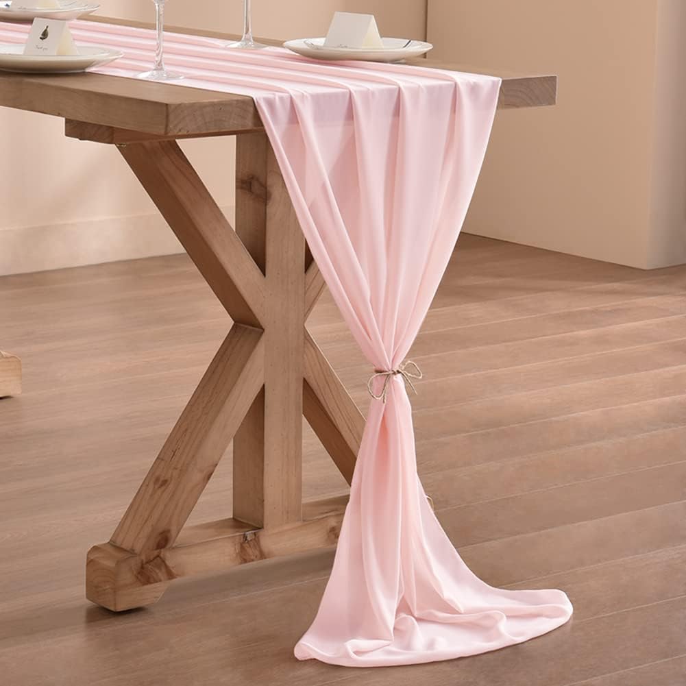 Pink Chiffon Table Runner Fall Boho Wedding Birthday Party Decor