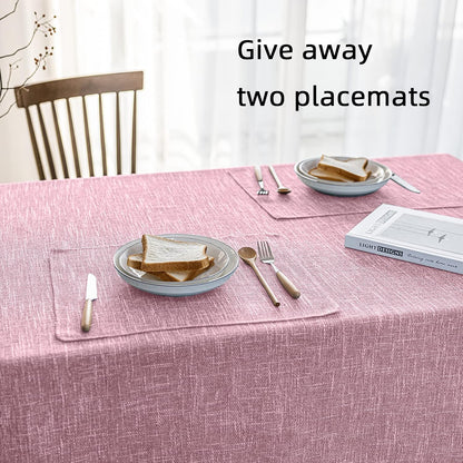 Waterproof Linen Tablecloths Rectangle Table Cloth（54"x120"） Pink