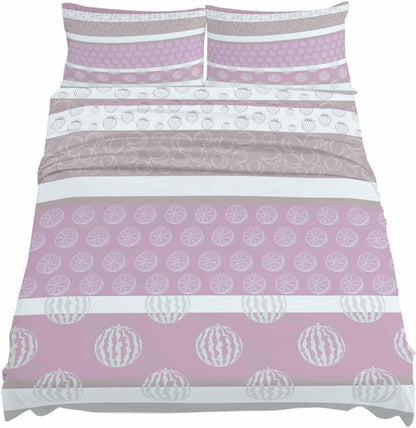 Farm Fruit King Size Sheets Set Strawberries Peach Watermelon Lemon Pink Striped Super Soft Breathable Microfiber King Bed Sheets Set Deep Pocket 4 Pieces 1 Flat Sheet, 1 Fitted Sheet, 2 Pillowcases