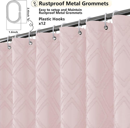 Blush Shower Curtain, Jacquard Clip Fabric Boho Shower Curtains for Bathroom, Geometric Lightweight Fabric Bathroom Shower Curtain, Elegant Modern Luxury Hotel Style Design, 72" W x 84" L
