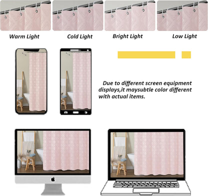 Blush Shower Curtain, Jacquard Clip Fabric Boho Shower Curtains for Bathroom, Geometric Lightweight Fabric Bathroom Shower Curtain, Elegant Modern Luxury Hotel Style Design, 72" W x 84" L